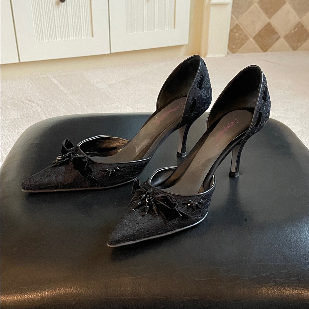 Talbots Elegant Black Heels with Bow Accent